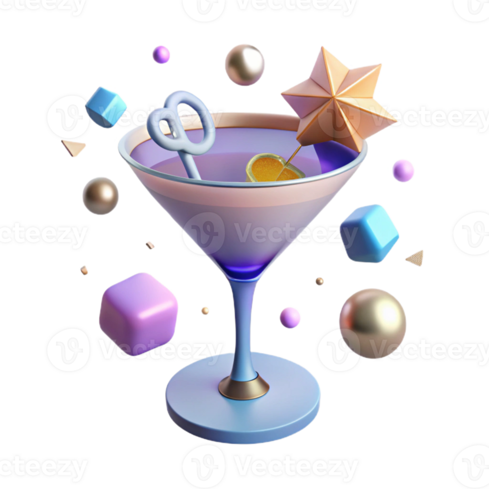 beautiful contemporary Empty Cocktail Glass Garnish Cutout for Bar Promotions detailed png