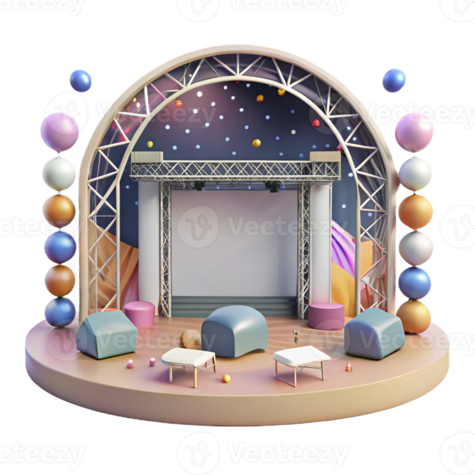 elegant traditional Empty Concert Stage Daytime View Cutout for Realistic Mockups high quality png