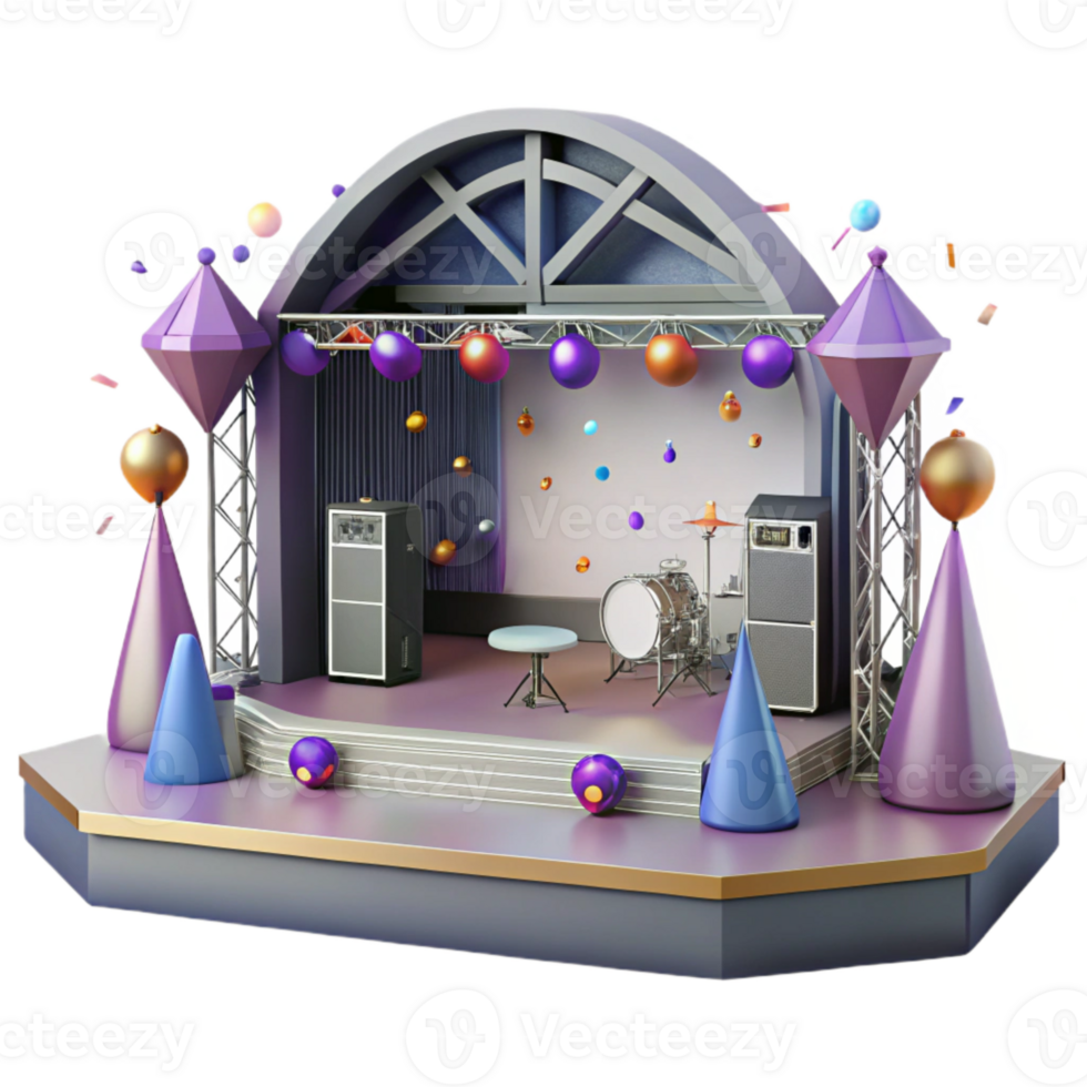 extraordinary contemporary Empty Concert Stage Daytime View Cutout for Realistic Mockups png
