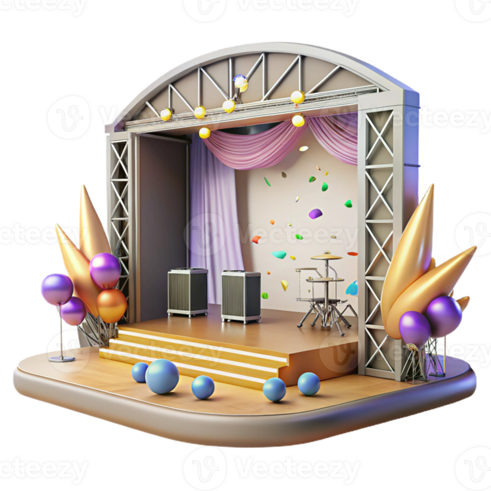 wonderful traditional Empty Concert Stage Daytime View Cutout for Realistic Mockups authentic png