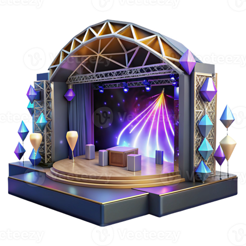 dramatic classic Empty Concert Stage Night View Transparent for Atmospheric Designs original png