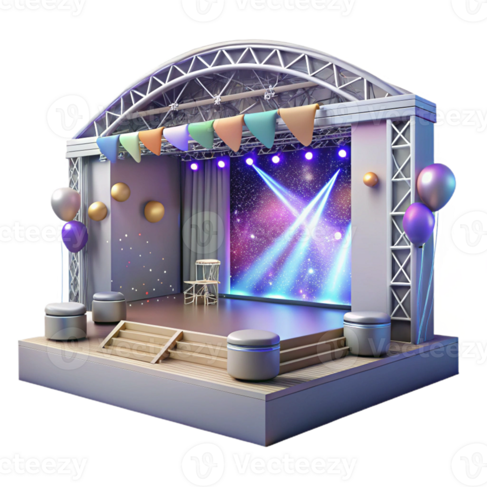 magnificent creative Empty Concert Stage Night View Transparent for Atmospheric Designs detailed png
