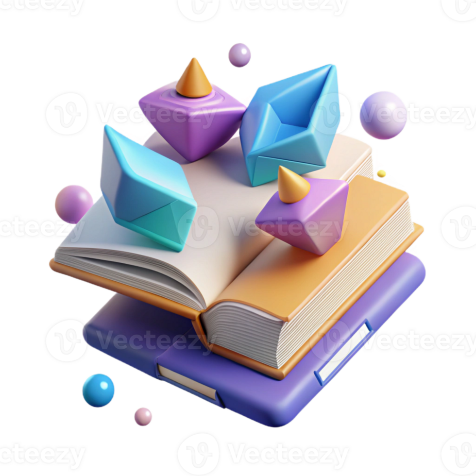 dramatic vintage Floating Books Isolated Surreal Library Scene png