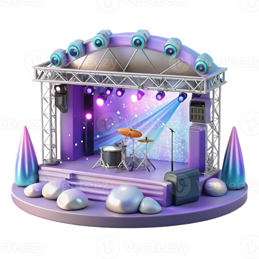 magnificent contemporary Empty Concert Stage Daytime View Cutout for Realistic Mockups high quality png