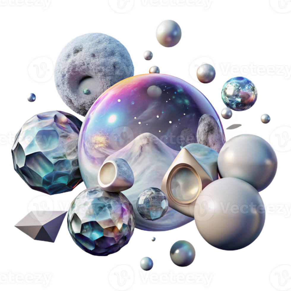 magnificent minimalist Floating Bubbles in Space Transparent Dreamscape png