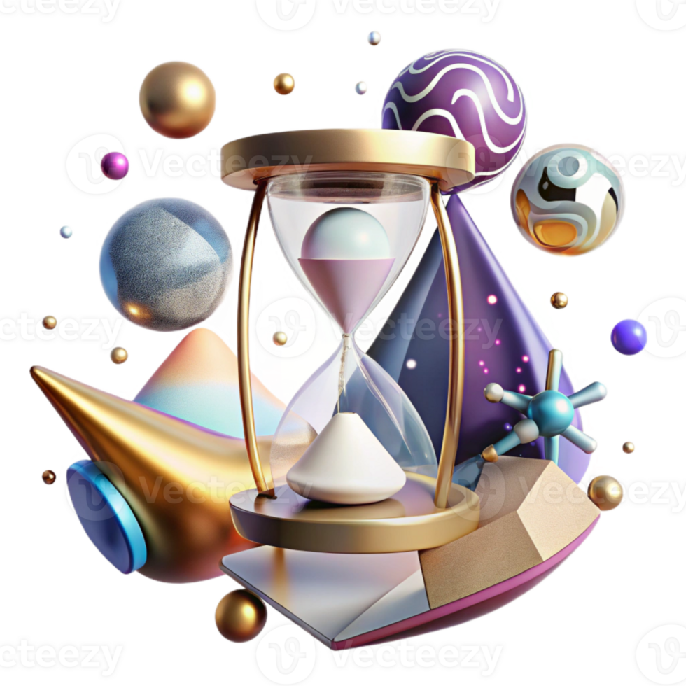 elegant creative Floating Hourglass Transparent Time Dreamscape high quality png