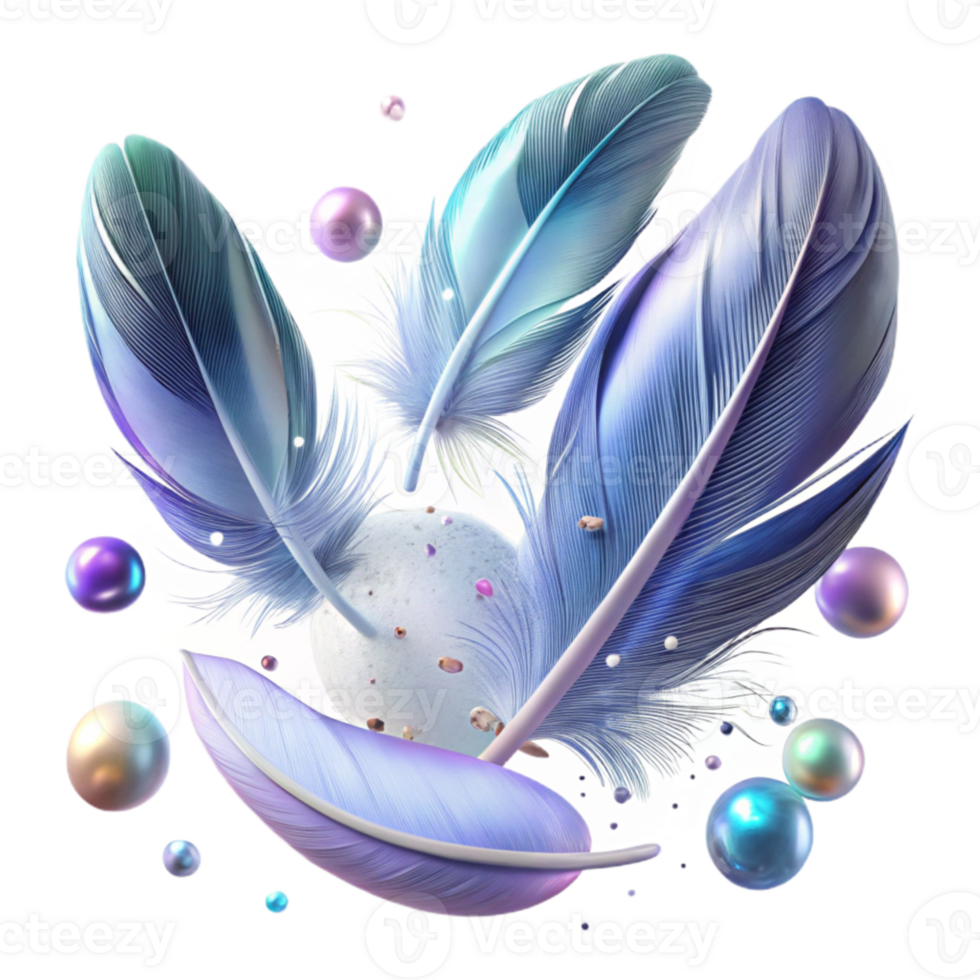 wonderful minimalist Floating Feathers Isolated Dreamlike Design professional png