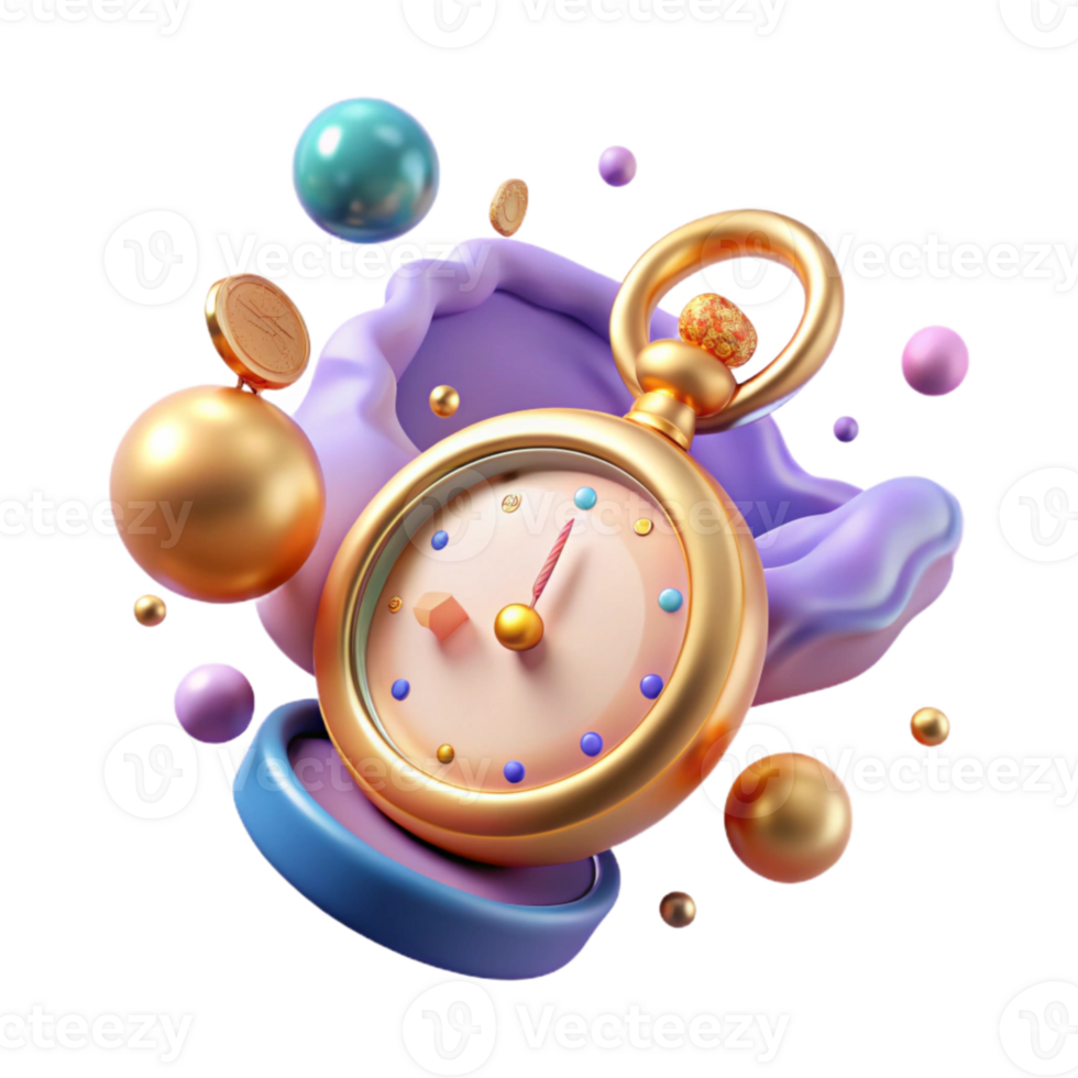 serene contemporary Floating Pocket Watch Cutout Time Dreamscape high quality png