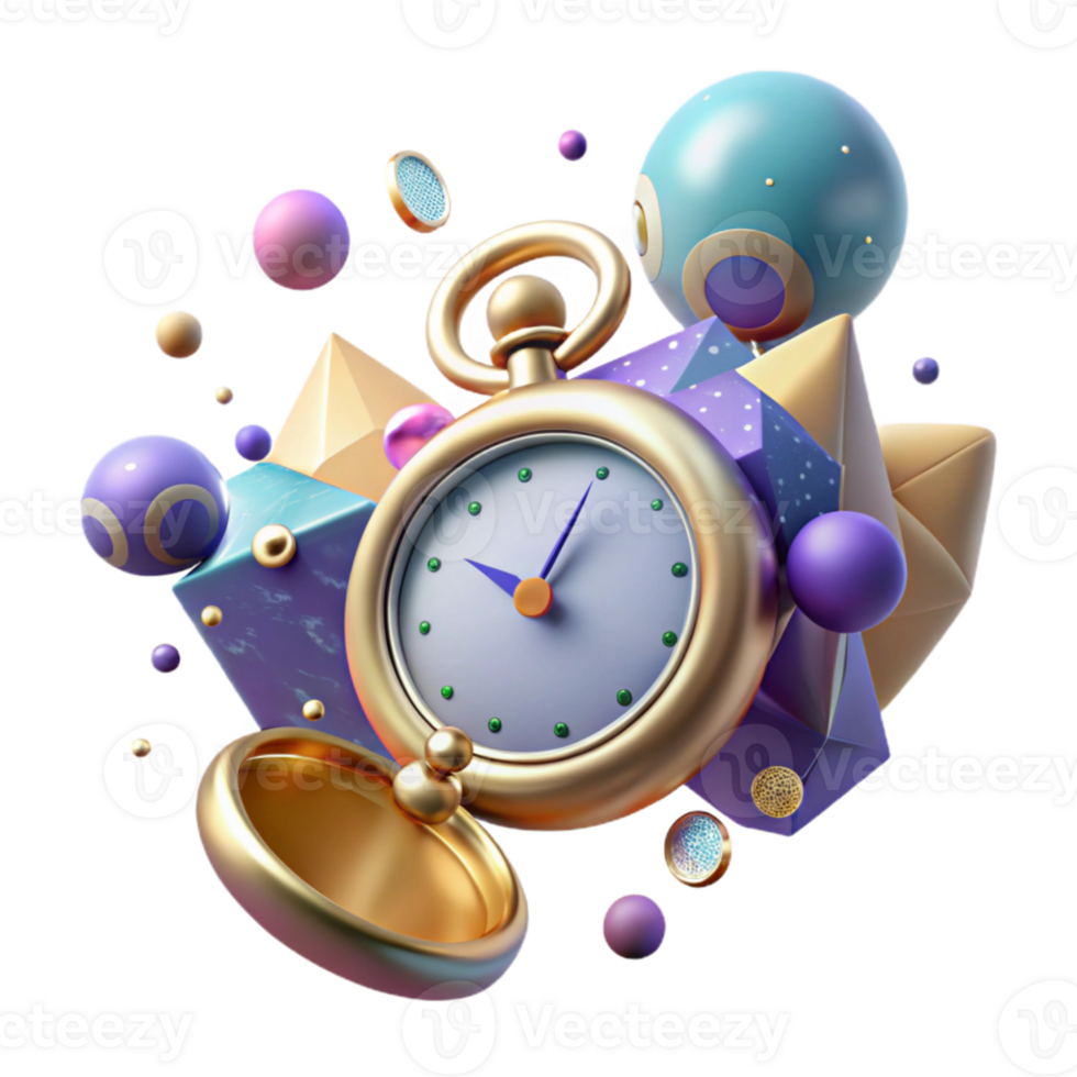 serene creative Floating Pocket Watch Cutout Time Dreamscape premium png