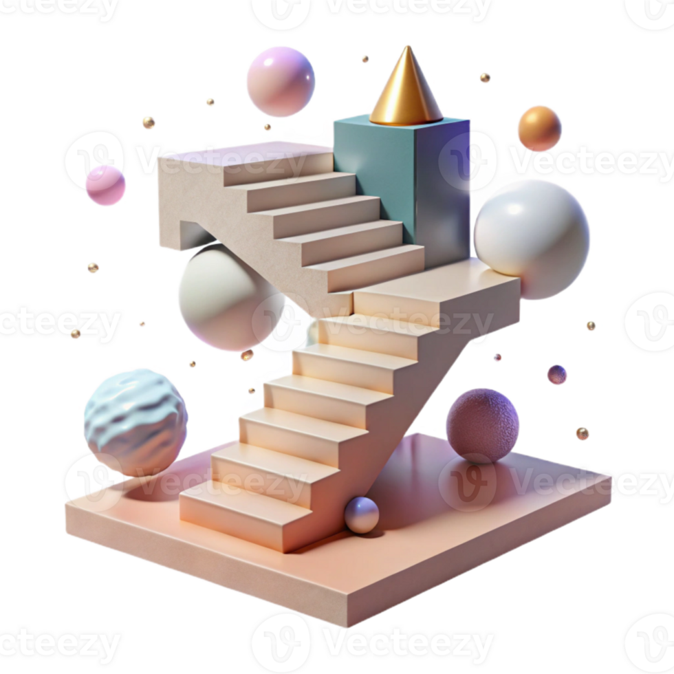 elegant artistic Floating Staircase with Invisible Supports Cutout png