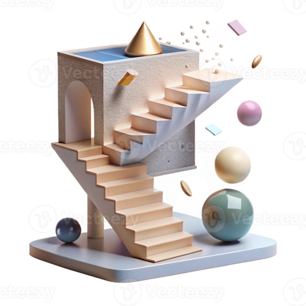 magnificent modern Floating Staircase with Minimalist Aesthetics Cutout png
