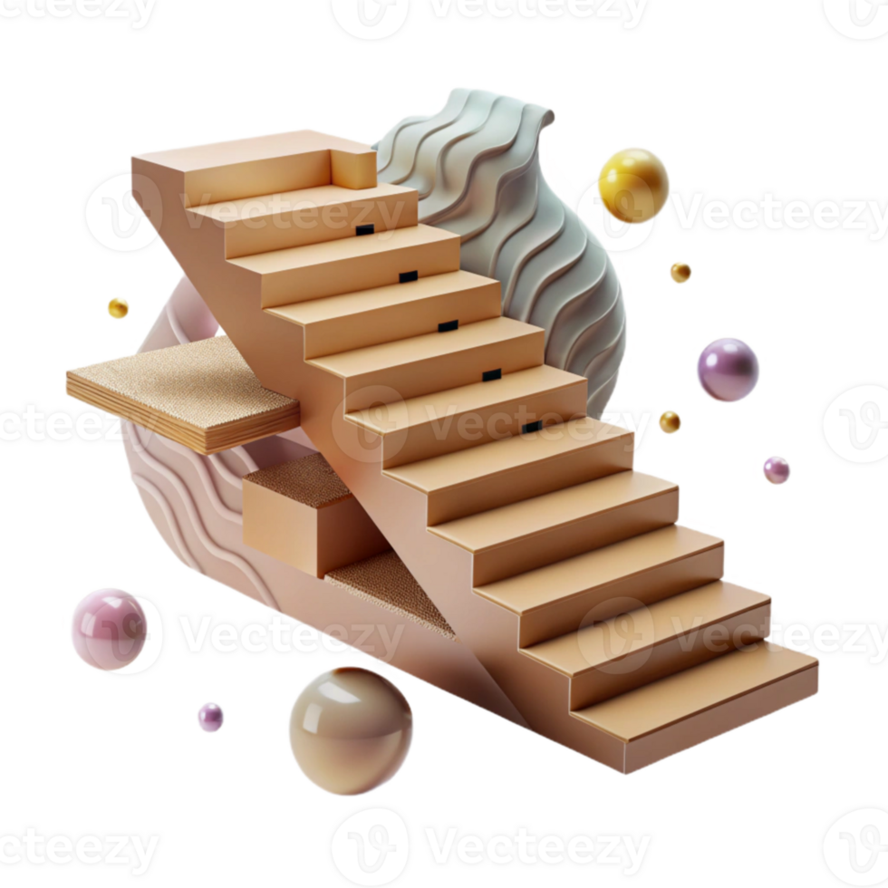 magnificent artistic Floating Staircase with Wooden Treads Transparent exclusive png