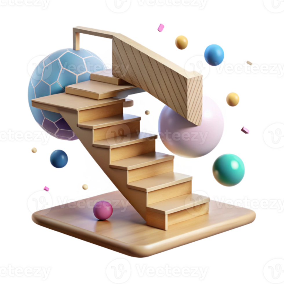 extraordinary modern Floating Staircase with Wooden Treads Transparent high resolution png