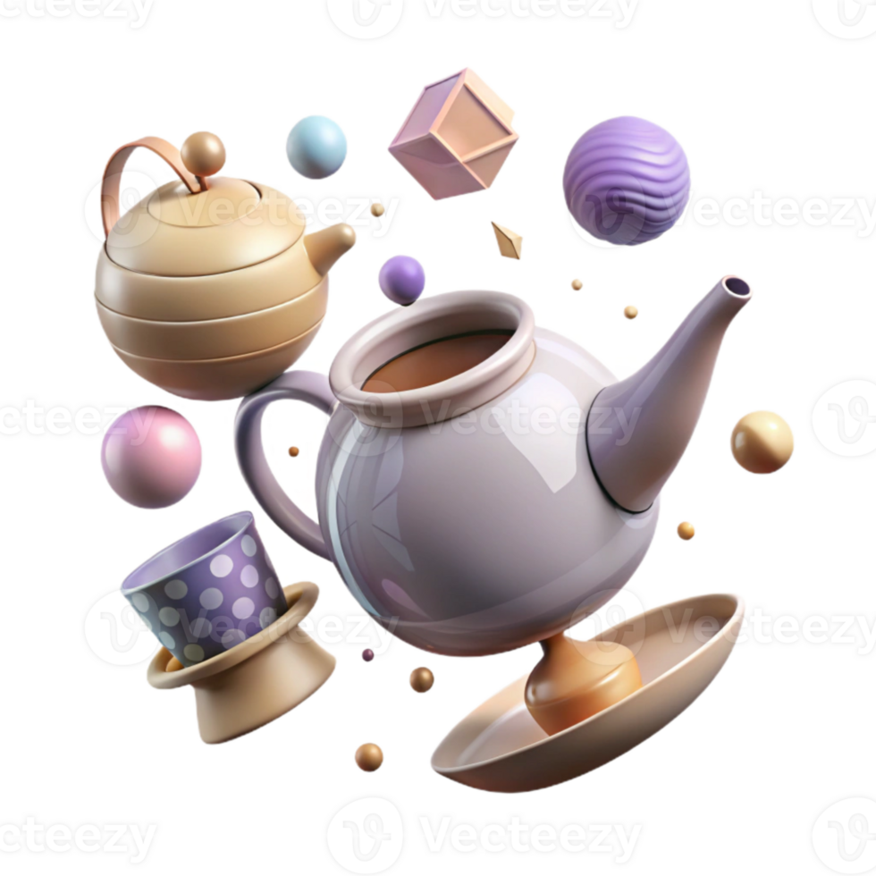 wonderful artistic Floating Teapot Pouring Tea Isolated Cutout for Tea Time Designs authentic png