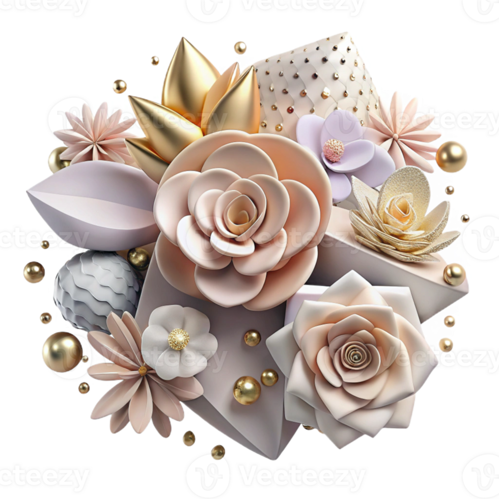 impressive artistic Floral Shape Arrangements Cutout for Wedding Stationery original png