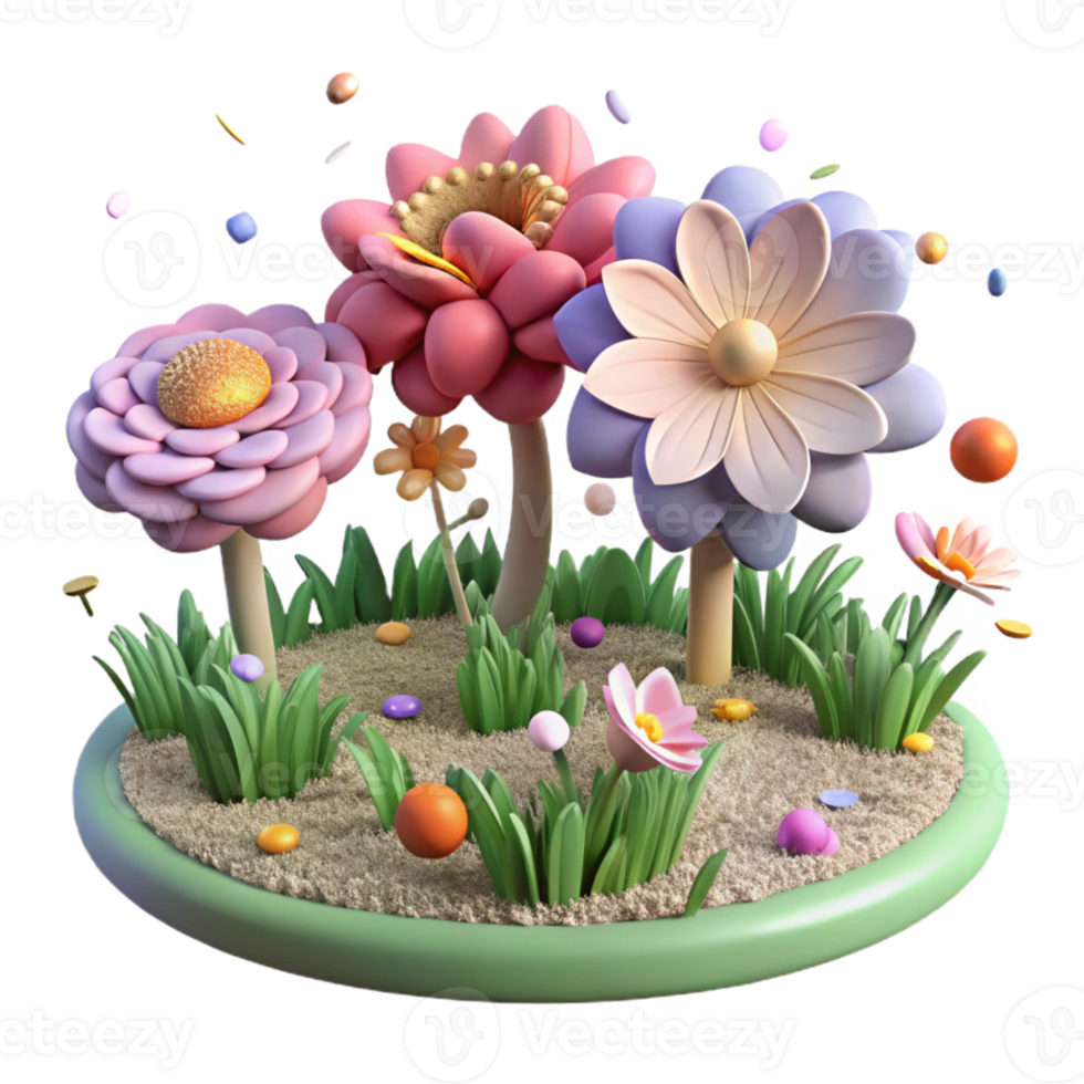 extraordinary vintage Flower Meadow Field Isolated for Spring Designs high resolution png