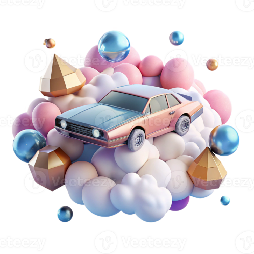 beautiful rustic Flying Car Above Clouds Cutout for Sky Backgrounds premium png