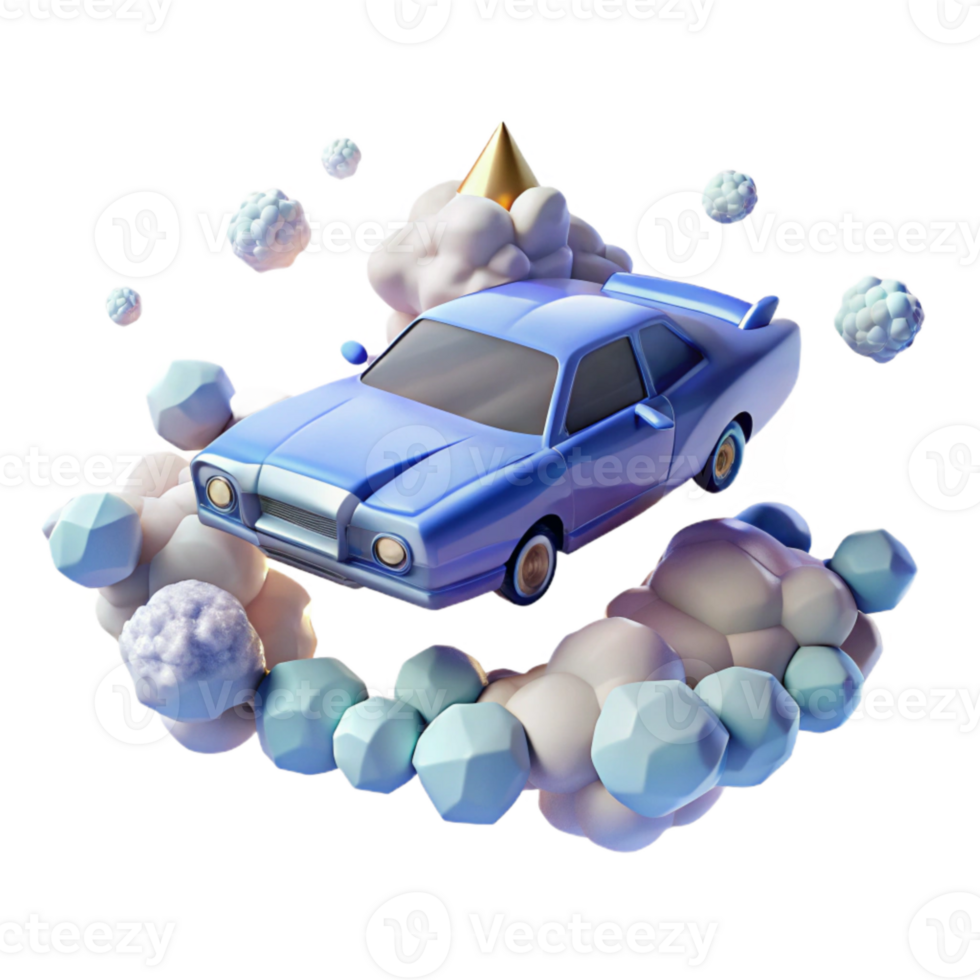 wonderful vintage Flying Car Above Clouds Cutout for Sky Backgrounds authentic png