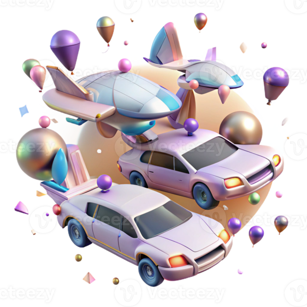 extraordinary vintage Flying Car Group Formation Cutout for Air Show Graphics detailed png