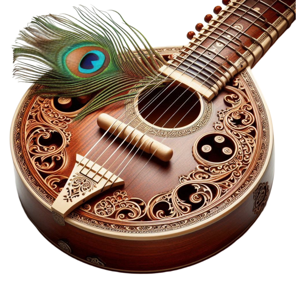 Classic Mandolin with Peacock Feather png