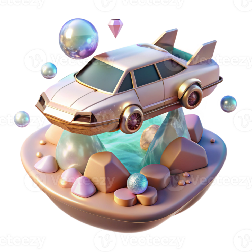 impressive artistic Flying Car Hovering Over Water Transparent for Coastal Scenes high quality png