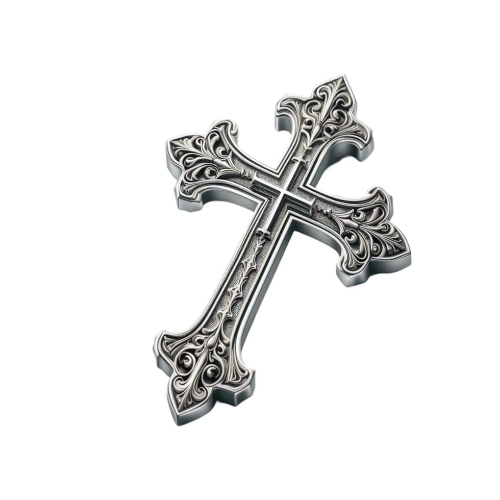 Small Silver Cross with Simple Design png