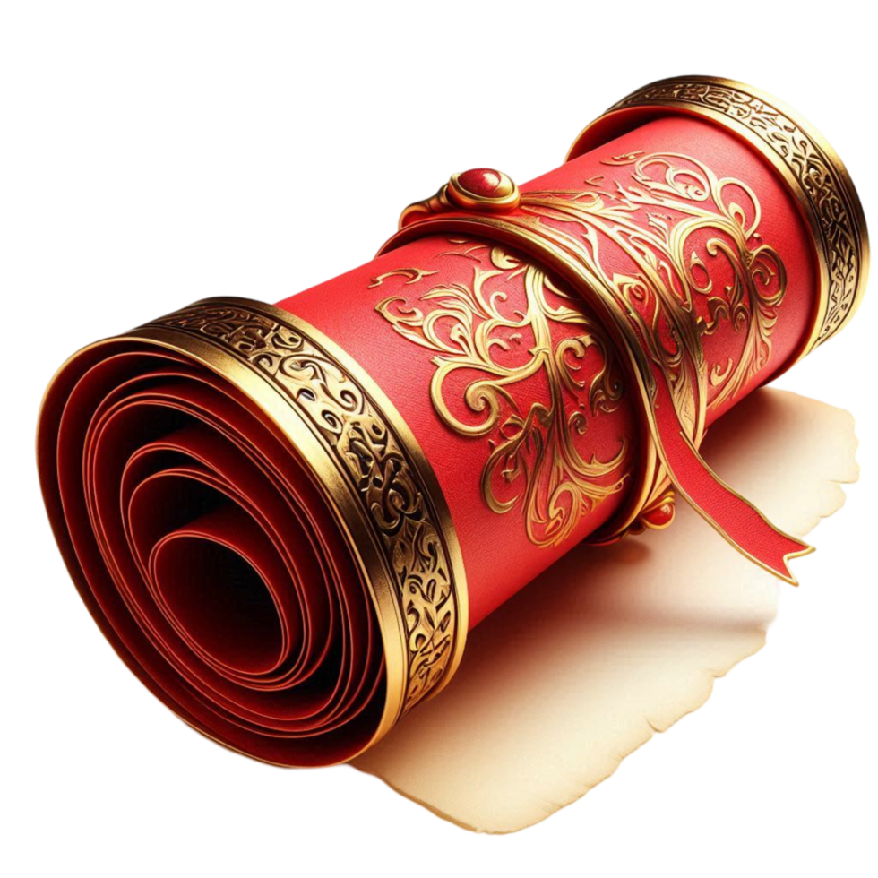 Ancient Royal Scroll with Red Details png