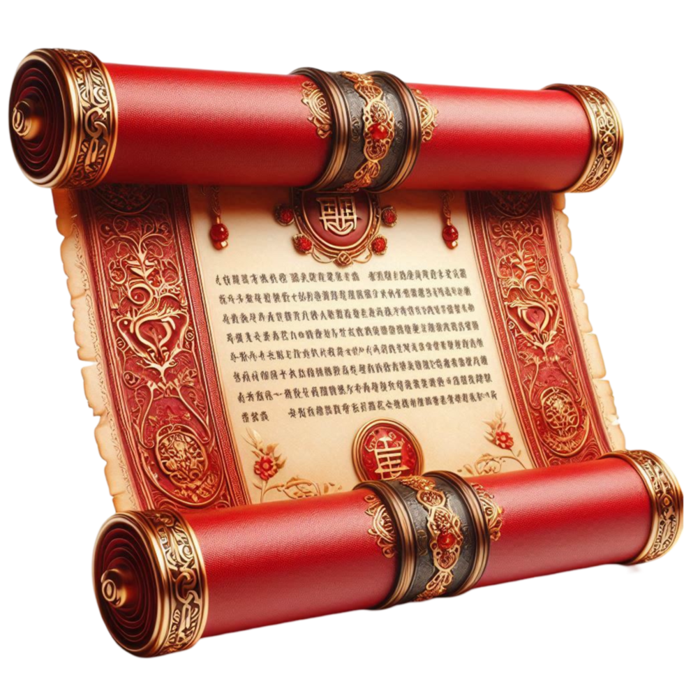 Antique Scroll with Red Frame png