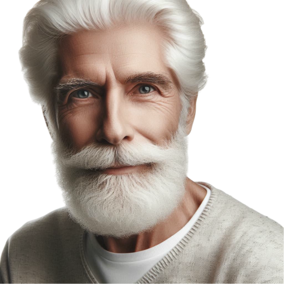 Gentleman with White Hair in Casual Sweater png