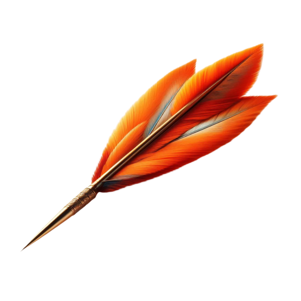 Bright Orange Feather Fletching for Arrows png