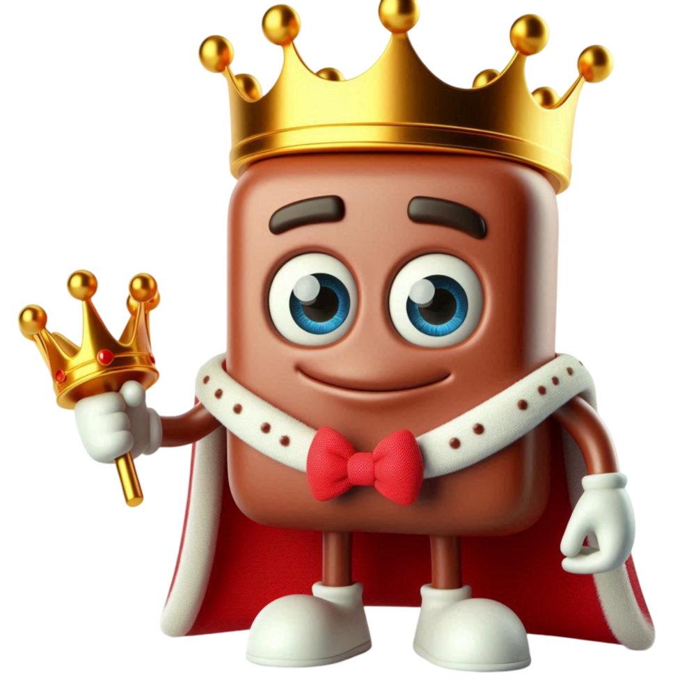 3D Cartoon King with Playful Expression png
