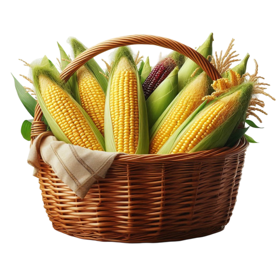 Corn Basket Fresh Organic Farm Produce png