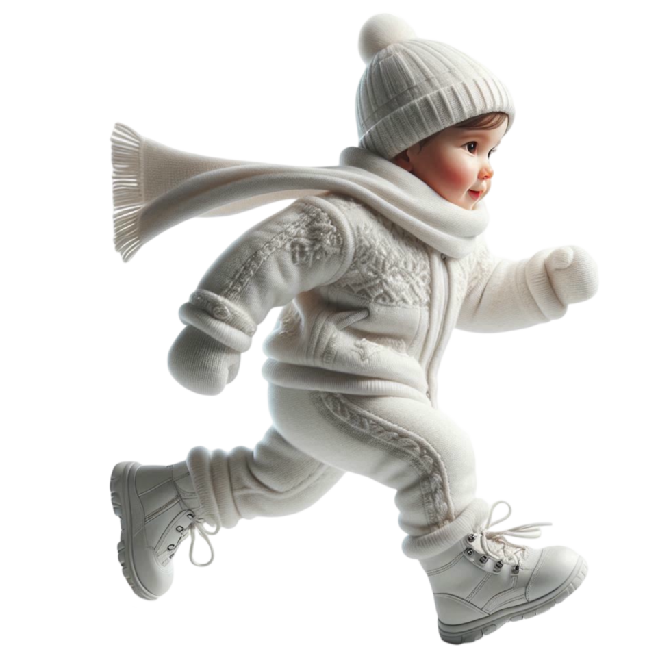 Playful Child in Cozy Winter Outfit png