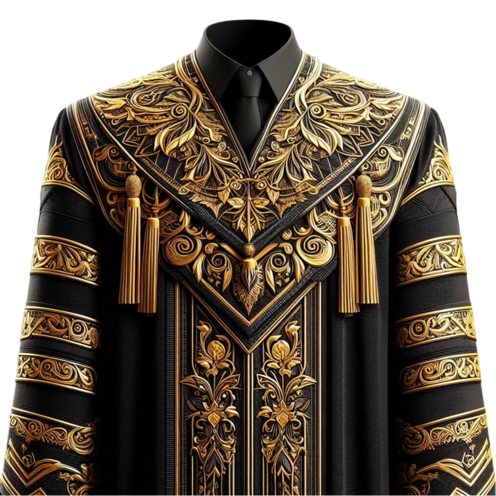 Majestic Black and Gold Cloak with Intricate Design png