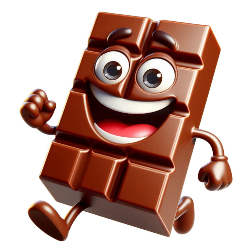 Animated Happy Chocolate Bar Mascot png