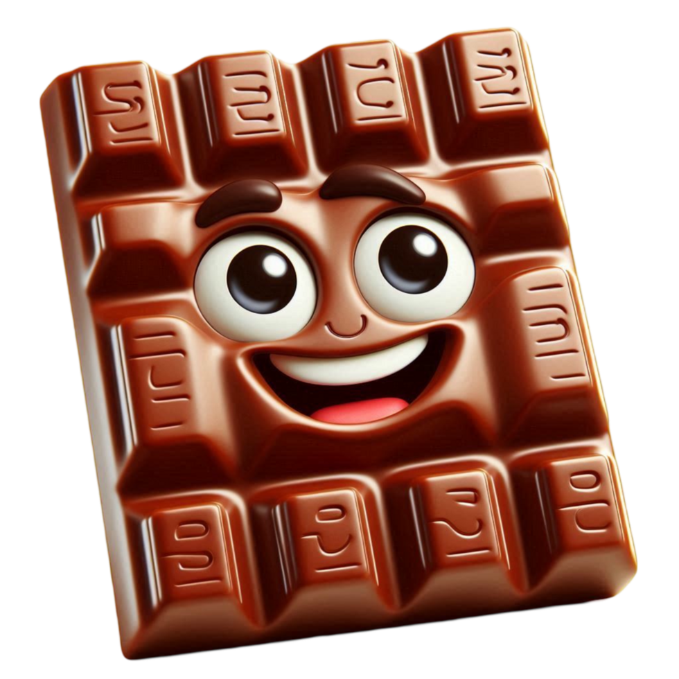 Friendly Chocolate Bar with Happy Face png