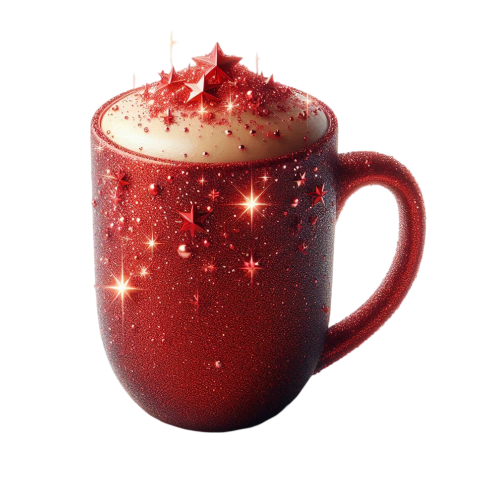 Red Mug with Hot Chocolate and Marshmallows png