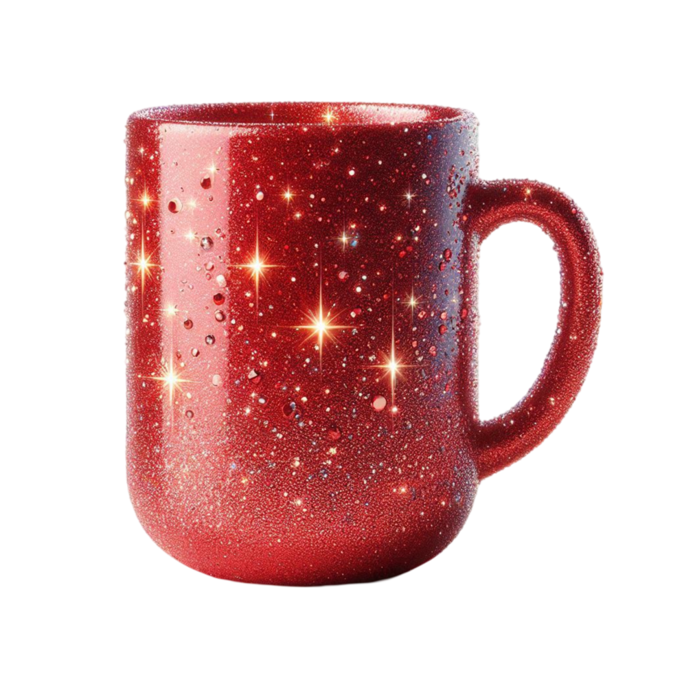 Red Galaxy Mug with Starry Sky Design png