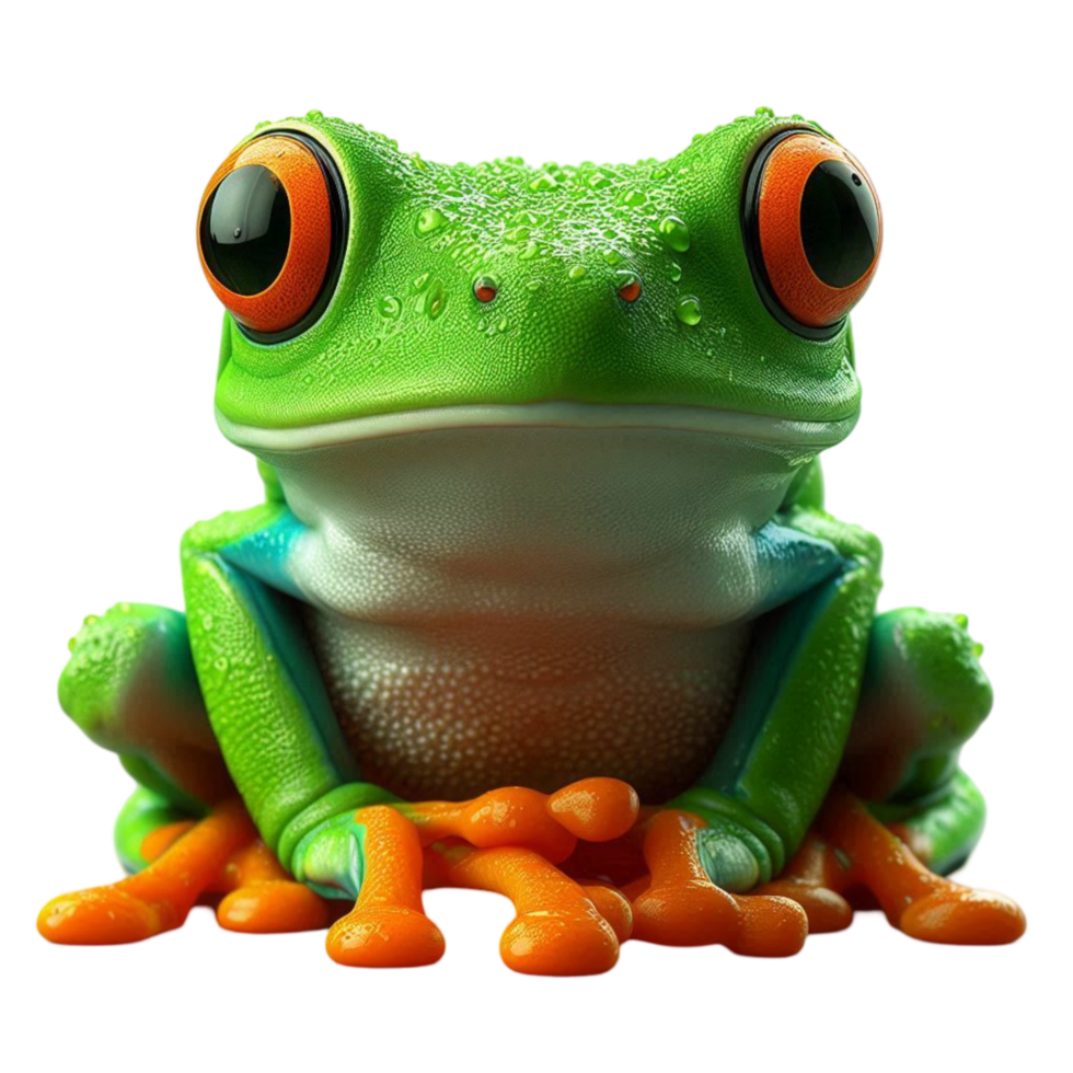 Cute Green Frog with Large Eyes png