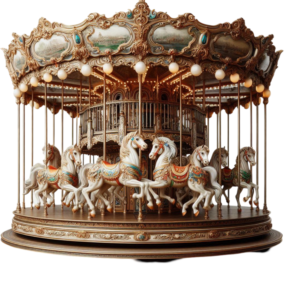 Elegant Antique Carousel with Ornate png
