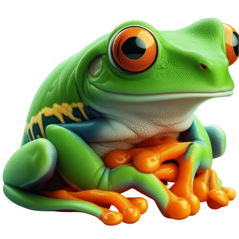 Vibrant Green Tree Frog with Orange Feet png
