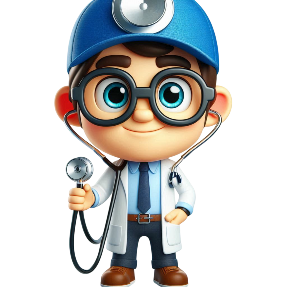 Adorable Cartoon Doctor with Cute Expression png