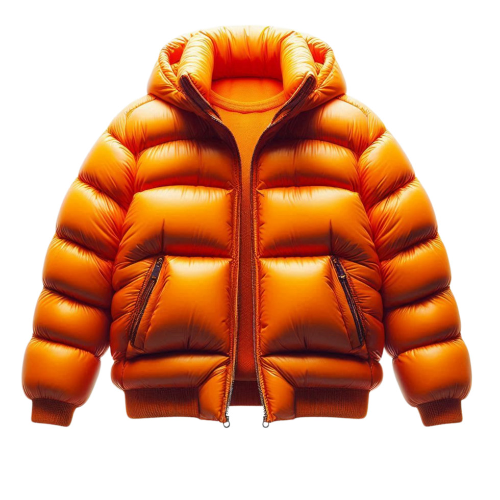 Kids Orange Puffer Jacket for Winter Warmth png
