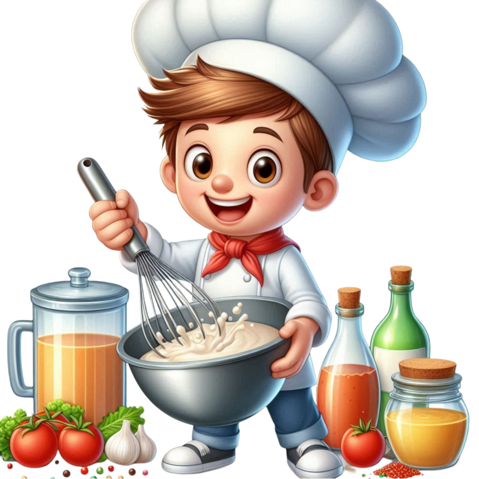 Cute Cartoon Chef Preparing Ingredients png