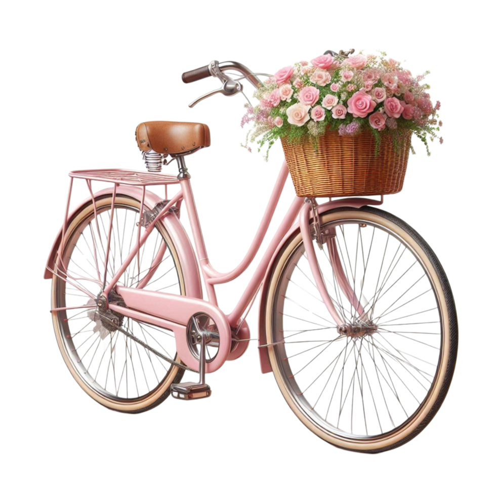 Elegant Retro Bicycle with Wicker Basket png