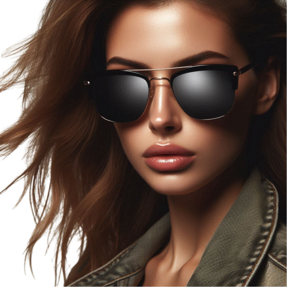 Woman with Wavy Hair and Sunglasses png