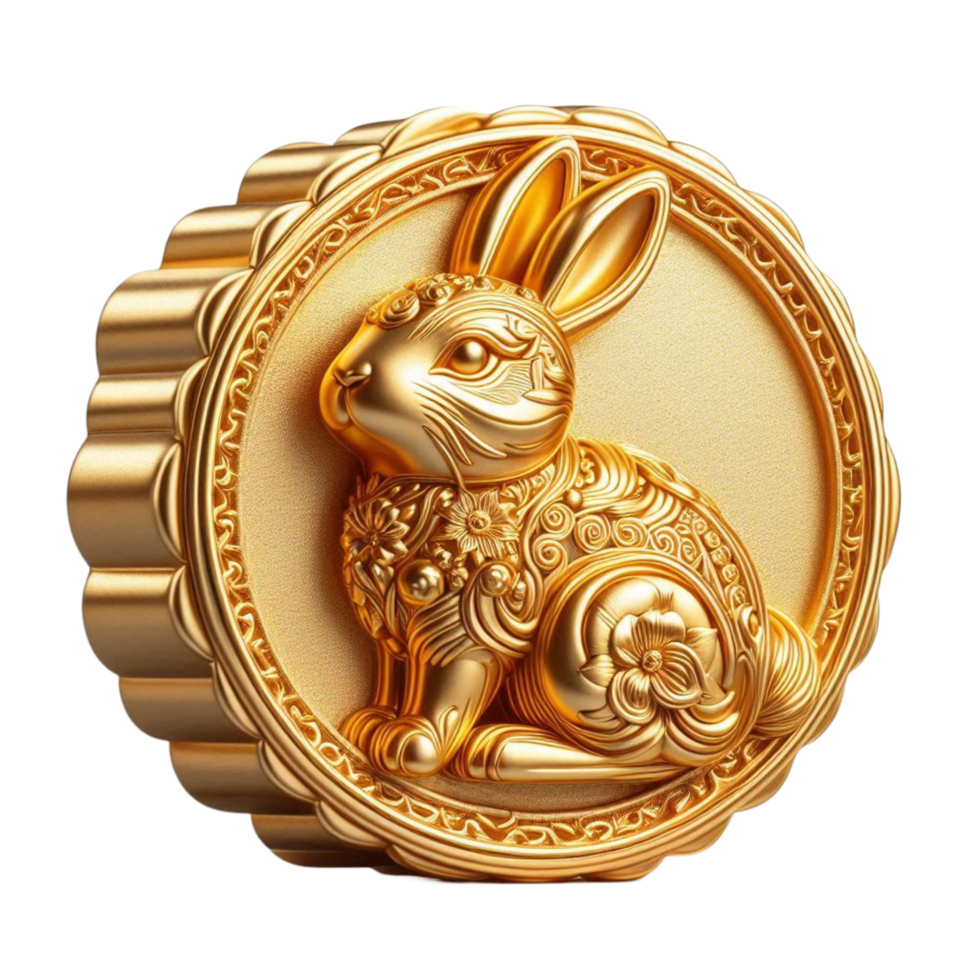 Golden Rabbit Coin with Lunar png