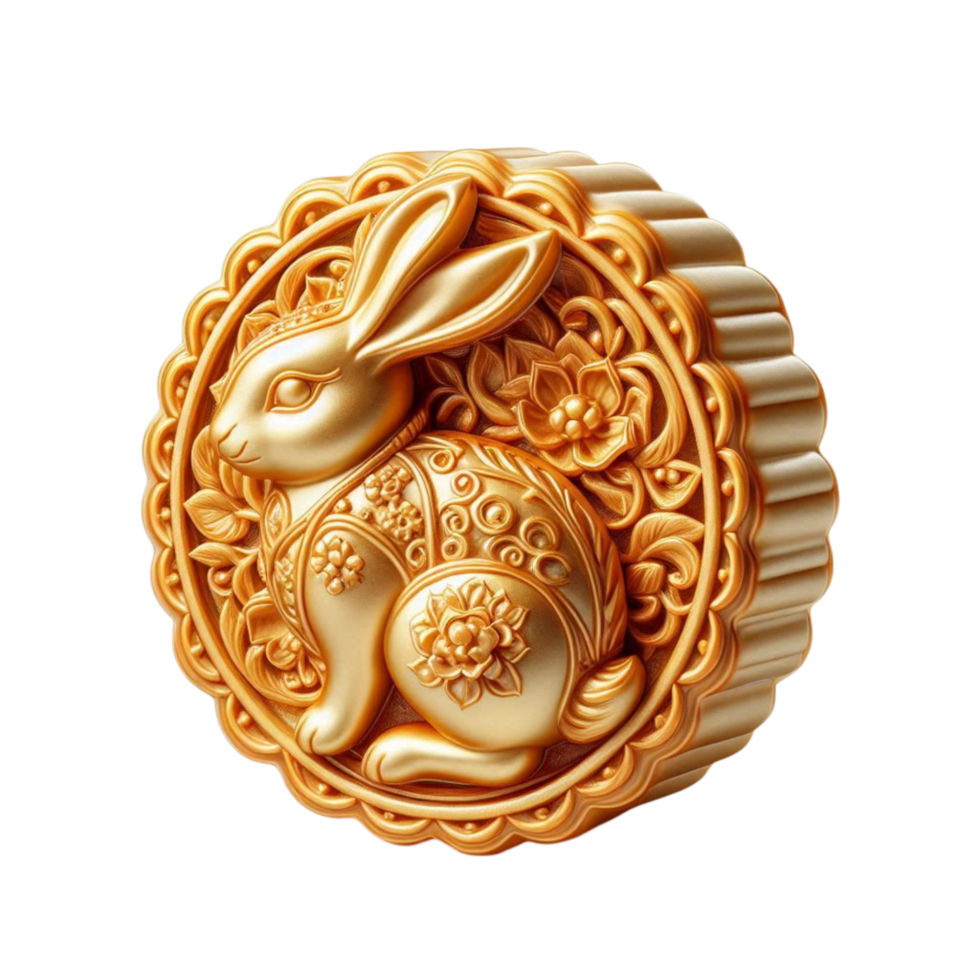 Golden Mooncake with Rabbit png