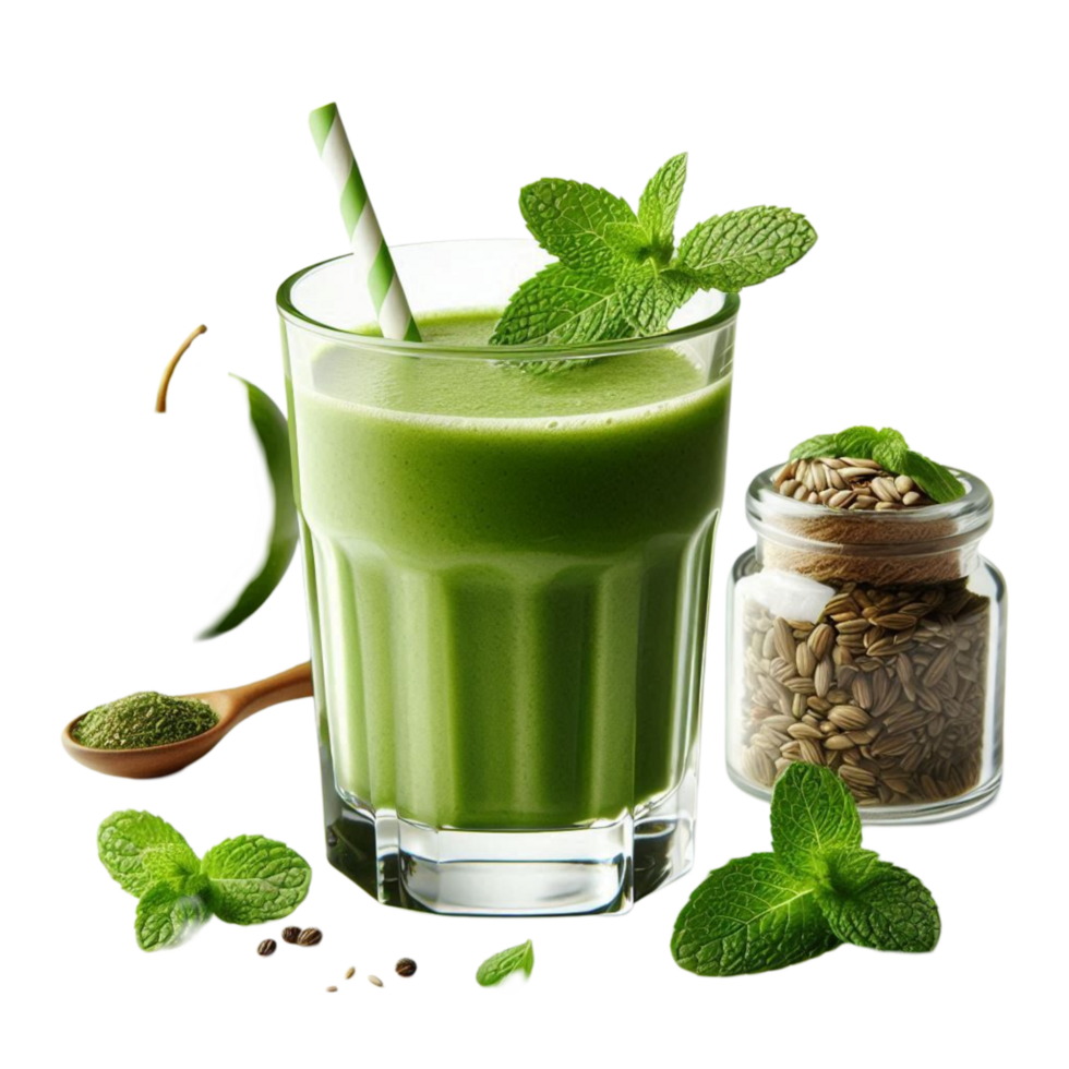 Green Smoothie with Mint Leaves png