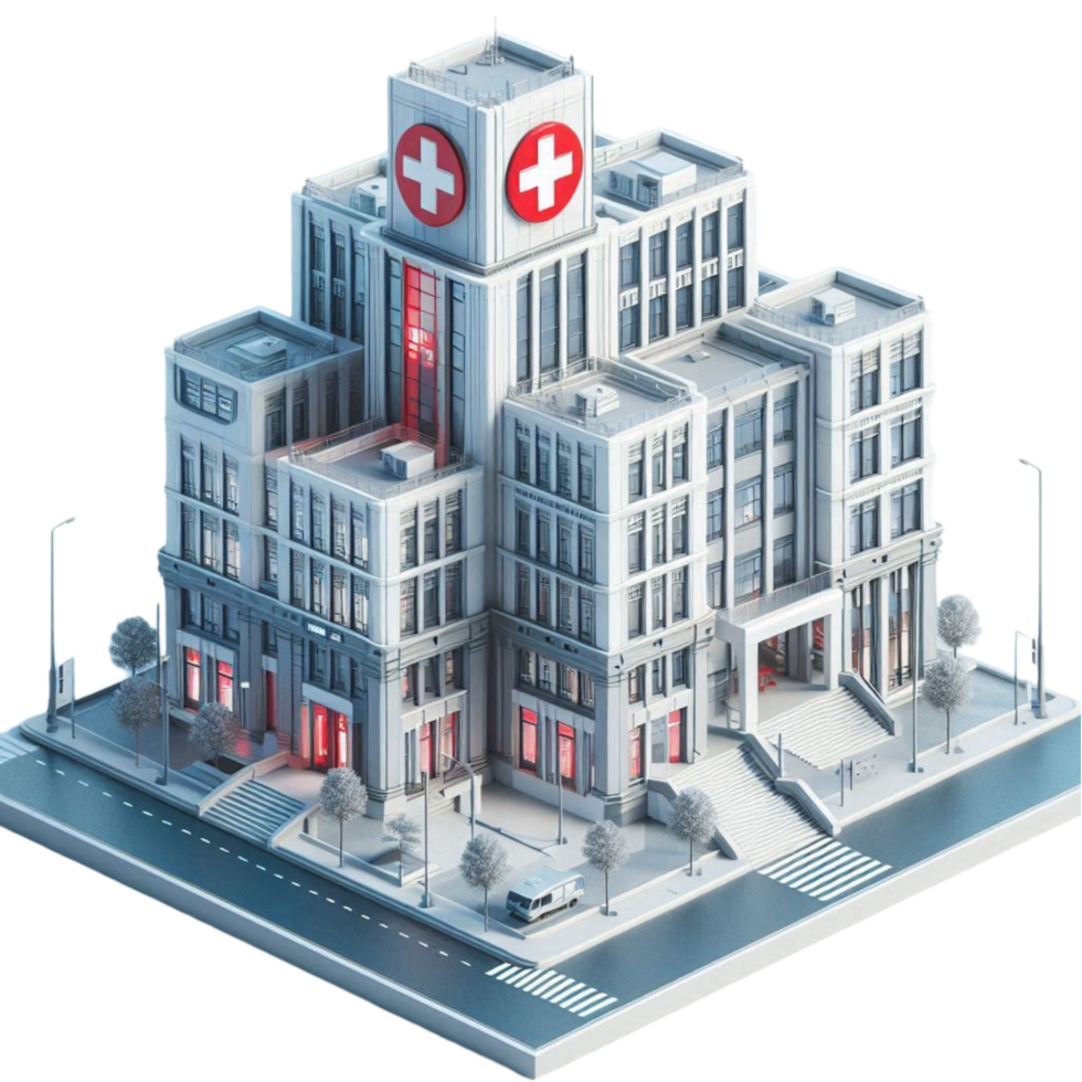 Modern Hospital Building with Red png